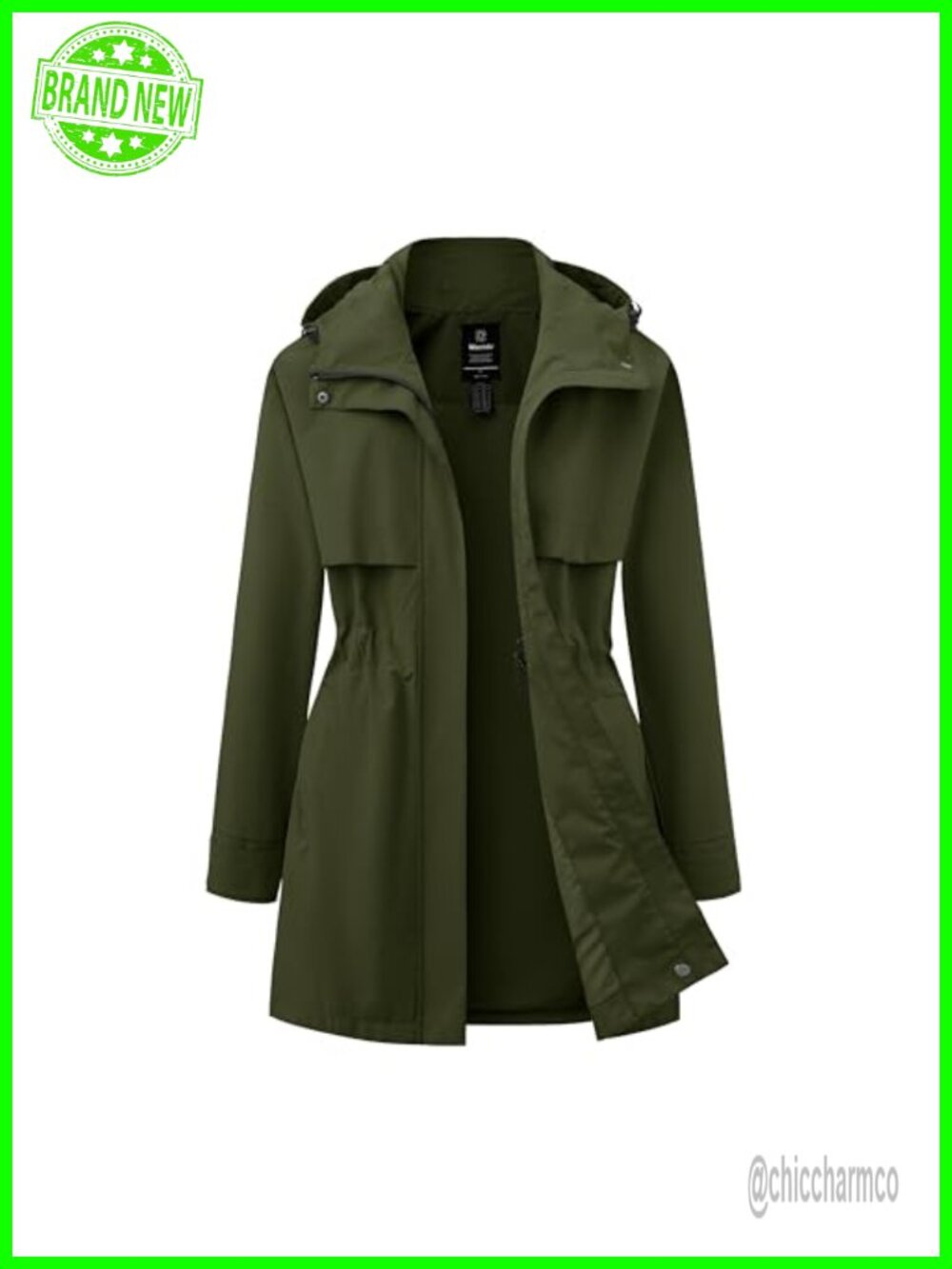 Women's Waterproof Long Rain Jacket with Hood Windproof Raincoat